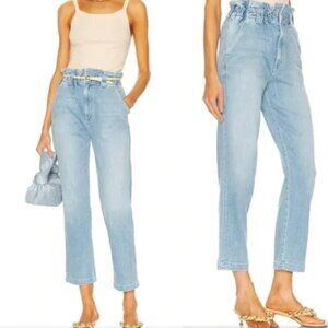 MOTHER light wash paperbag waist The Yoyo Ruffle Greaser in Crafty Side